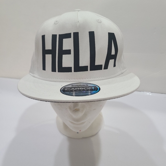 Carbon Elements White Snapback Hat with HELLA Print - Picture 1 of 6